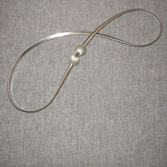 Mimi Di Niscemi Vintage Scallop Shell Seashell Silver Tone Stretch Belt Size M-L - Picture 5 of 11